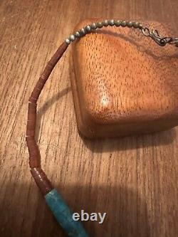 Turquoise Navajo Vintage 1970's Turquoise Nugget Silver & Heishi Pipe Stone