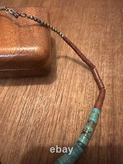 Turquoise Navajo Vintage 1970's Turquoise Nugget Silver & Heishi Pipe Stone