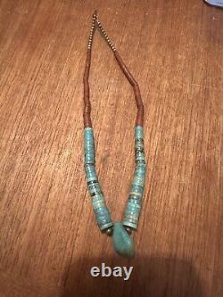 Turquoise Navajo Vintage 1970's Turquoise Nugget Silver & Heishi Pipe Stone