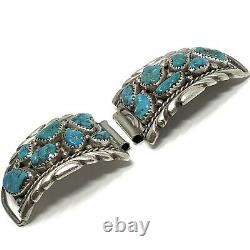 Turquoise Nugget Navajo Watch Tips Band Sterling Sliver VTG 1960s 32g Native Ame
