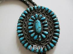 Turquoise Vintage Navajo Modernist Sculpture Sterling Silver Bolo Tie Giant Neal