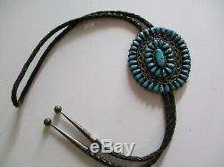 Turquoise Vintage Navajo Modernist Sculpture Sterling Silver Bolo Tie Giant Neal