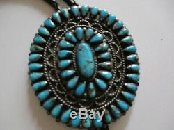 Turquoise Vintage Navajo Modernist Sculpture Sterling Silver Bolo Tie Giant Neal