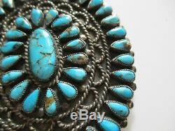 Turquoise Vintage Navajo Modernist Sculpture Sterling Silver Bolo Tie Giant Neal