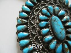 Turquoise Vintage Navajo Modernist Sculpture Sterling Silver Bolo Tie Giant Neal