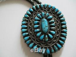 Turquoise Vintage Navajo Modernist Sculpture Sterling Silver Bolo Tie Giant Neal