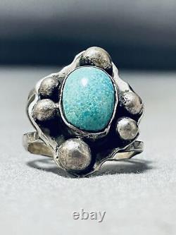 Turtle Turquoise Vintage Navajo Sterling Silver Ring Old