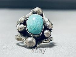 Turtle Turquoise Vintage Navajo Sterling Silver Ring Old