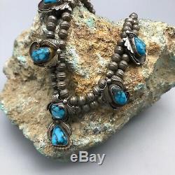 UNIQUE VINTAGE TURQUOISE NECKLACE with GREAT TURQUOISE by DELBERT CLARK