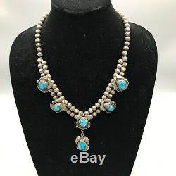 UNIQUE VINTAGE TURQUOISE NECKLACE with GREAT TURQUOISE by DELBERT CLARK