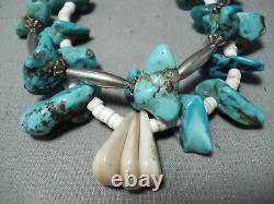 Unforgettable Vintage Navajo Turquoise Sterling Silver Necklace Old