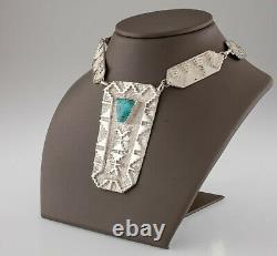 Unique Vintage Dan Jackson Navajo Turquoise Sterling Silver Necklace