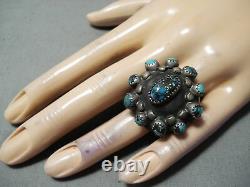 Unique Vintage Navajo Bisbee Turquoise Sterling Silver Ring
