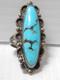 VERY SHOWY VINTAGE NAVAJO STERLING SILVER TURQUOISE STATEMENT RING sz 6 1/4