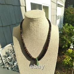 VERY SPECIAL VINTAGE NAVAJO TORTOISE SHELL beaded Choker with NATURAL TURQUOISE