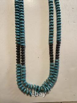 VINTAGE 35 Native American Navajo Turquoise and Heishi Shell Necklace