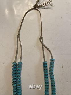 VINTAGE 35 Native American Navajo Turquoise and Heishi Shell Necklace