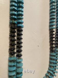 VINTAGE 35 Native American Navajo Turquoise and Heishi Shell Necklace