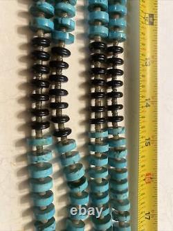 VINTAGE 35 Native American Navajo Turquoise and Heishi Shell Necklace