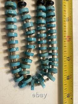 VINTAGE 35 Native American Navajo Turquoise and Heishi Shell Necklace