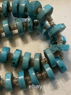 VINTAGE 35 Native American Navajo Turquoise and Heishi Shell Necklace