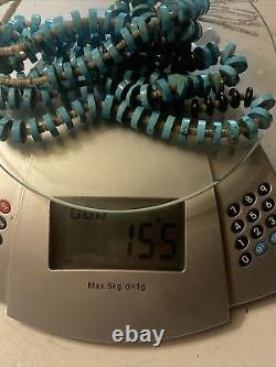 VINTAGE 35 Native American Navajo Turquoise and Heishi Shell Necklace