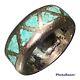 VINTAGE NATIVE AMERICAN NAVAJO TURQUOISE INLAID STERLING SILVER Size 4 1/2