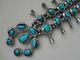 VINTAGE NATIVE AMERICAN TURQUOISE SQUASH BLOSSOM NECKLACE With NAJA 172 GRAMS