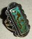 VINTAGE NAVAJO GREAT TURQUOISE STERLING SILVER RING SIZE 5.5 vafo