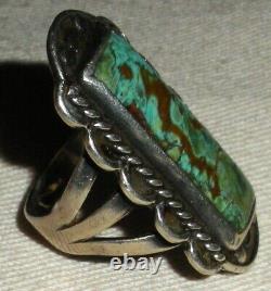 VINTAGE NAVAJO GREAT TURQUOISE STERLING SILVER RING SIZE 5.5 vafo