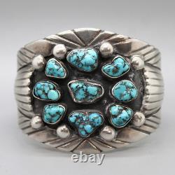 VINTAGE NAVAJO NATURAL TURQUOISE & STERLING SILVER CUFF BRACELET by KENNY JOHN