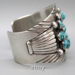 VINTAGE NAVAJO NATURAL TURQUOISE & STERLING SILVER CUFF BRACELET by KENNY JOHN