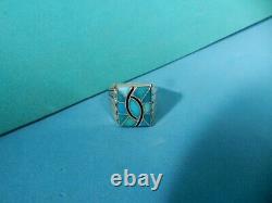 VINTAGE NAVAJO NORMAN LEE HUMMINGBIRD FRIENDSHIP TURQUOISE FLUSH INLAY RING 11sz