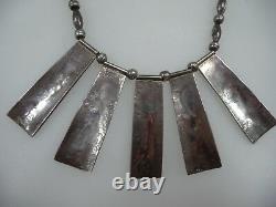 VINTAGE NAVAJO SILVER BEAD NECKLACE with5 CHIP CORAL & TURQUOISE PENDANTS, SIGNED