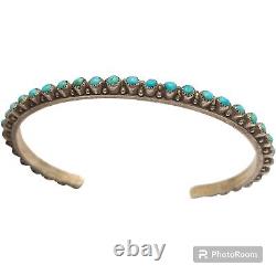 VINTAGE NAVAJO SILVER SNAKE EYE Cerrillos TURQUOISE CUFF BRACELET