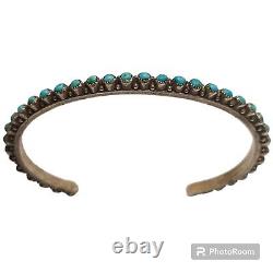 VINTAGE NAVAJO SILVER SNAKE EYE Cerrillos TURQUOISE CUFF BRACELET