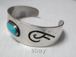 VINTAGE NAVAJO STERLING SILVER TURQUOISE WIDE CUFF BRACELET sz6 3/4 A+ GIFT