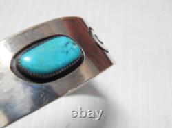 VINTAGE NAVAJO STERLING SILVER TURQUOISE WIDE CUFF BRACELET sz6 3/4 A+ GIFT