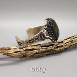 VINTAGE NAVAJO TURQUOISE & STERLING SILVER CUFF BRACELET by ERNEST ROY BEGAY