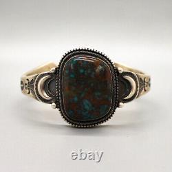 VINTAGE NAVAJO TURQUOISE & STERLING SILVER CUFF BRACELET by ERNEST ROY BEGAY