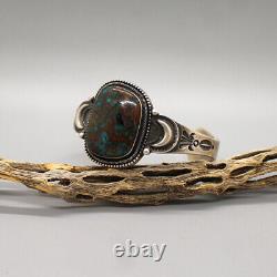 VINTAGE NAVAJO TURQUOISE & STERLING SILVER CUFF BRACELET by ERNEST ROY BEGAY