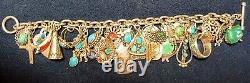 VINTAGE NAVAJO ZUNI HOPI STERLING SILVER TURQUOISE CORAL 28 CHARM BRACELET 105g+