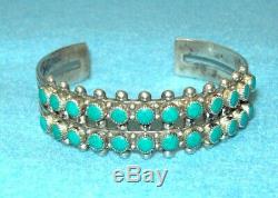 VINTAGE Native American STERLING Navajo Zuni DOUBLE SNAKE EYE turquoise BRACELET