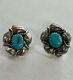 VINTAGE Navajo SIGNED JD ROYSTON TURQUOISE EARRINGS 925 STERLING SILVER