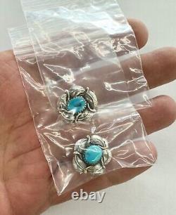 VINTAGE Navajo SIGNED JD ROYSTON TURQUOISE EARRINGS 925 STERLING SILVER