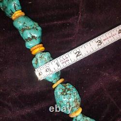 VINTAGE SANTO DOMINGO NAVAJO TURQUOISE HEISHI NECKLACE 21, 240 G, 12 Stones