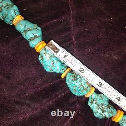 VINTAGE SANTO DOMINGO NAVAJO TURQUOISE HEISHI NECKLACE 21, 240 G, 12 Stones