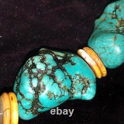 VINTAGE SANTO DOMINGO NAVAJO TURQUOISE HEISHI NECKLACE 21, 240 G, 12 Stones