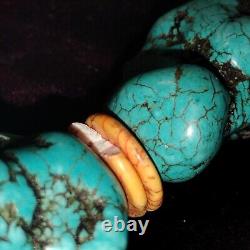 VINTAGE SANTO DOMINGO NAVAJO TURQUOISE HEISHI NECKLACE 21, 240 G, 12 Stones