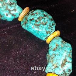 VINTAGE SANTO DOMINGO NAVAJO TURQUOISE HEISHI NECKLACE 21, 240 G, 12 Stones